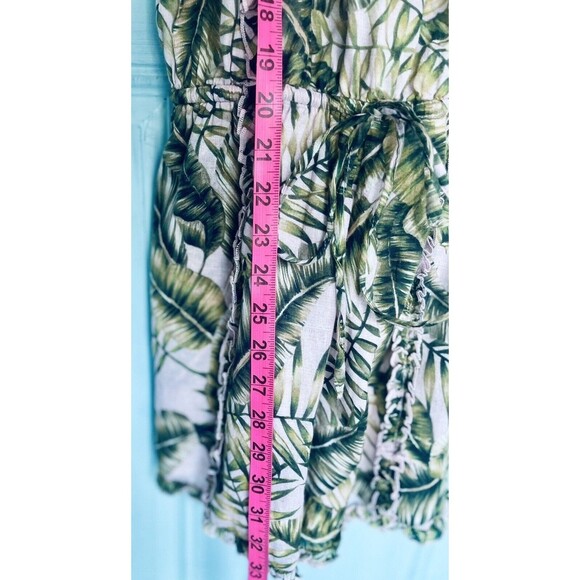 SUBOO SEXY CHIC PINK GREEN PALM PRINT HIGH NECK PLAYSUIT ROMPER HALTER SZ6 - Picture 9 of 11